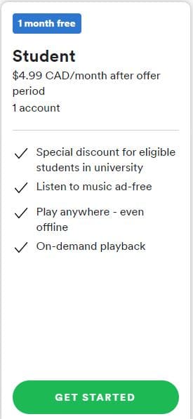 Spotify Student Subscription Plan