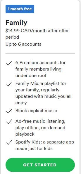 Spotify Family Subscription Plan