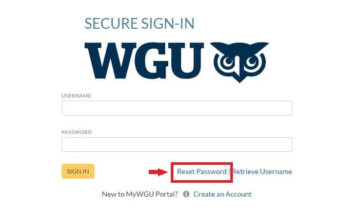 Reset WGU password