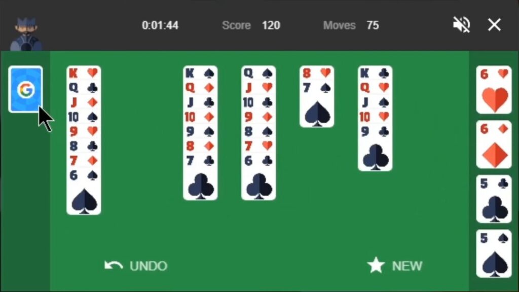 playing Google Solitaire