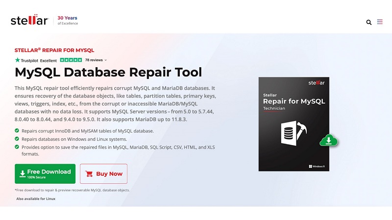 Stellar Repair for MySQL